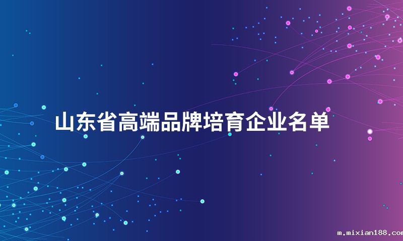 山东省高端品牌培育企业名单